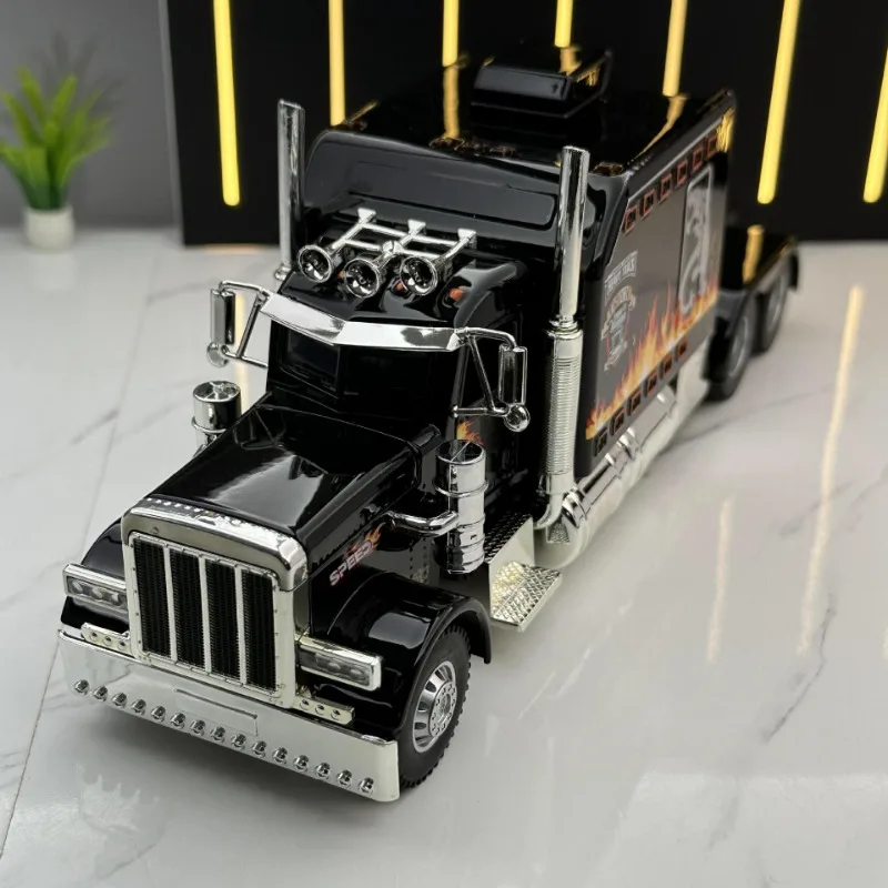 

Diecast Heavy Truck Model 1:24 Peterbilt 389 tractors Alloy Toys Vehicles Sound And Light Metal Casting Collective Kids Boy Gift