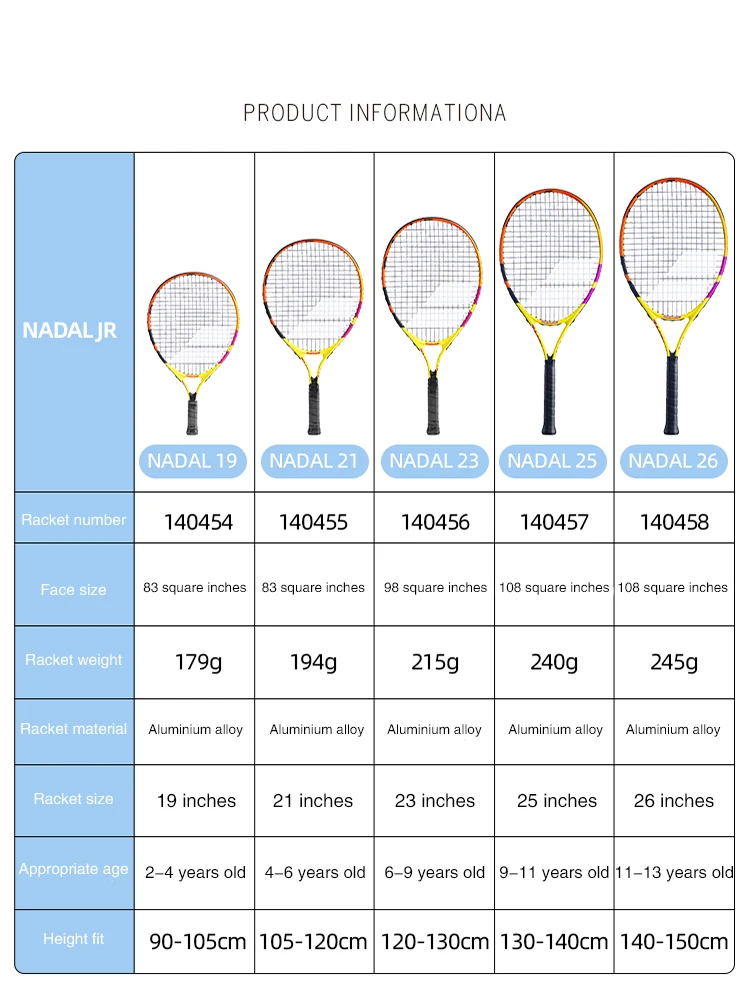 Original Babolat Tennis Racket for Children 2-12 Years Old Tennis Racquet Kids Light Training Racket