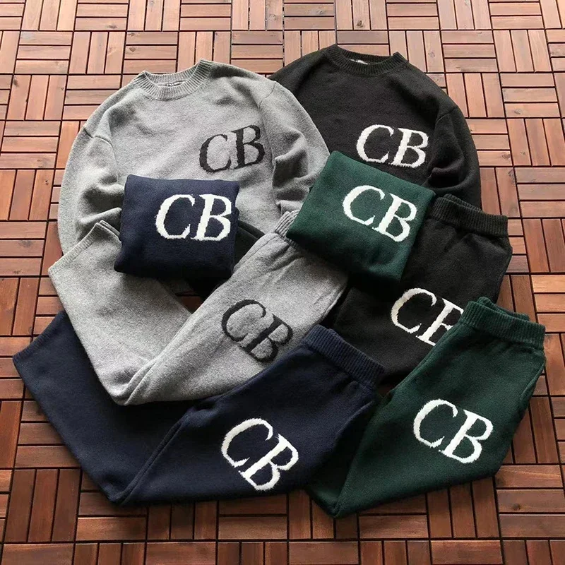 

Cole Buxton Suit Men Women 1:1 Knitted Sweater CB Logo Jacquard Oversized Crewneck Knit Sweatshirts With Tags