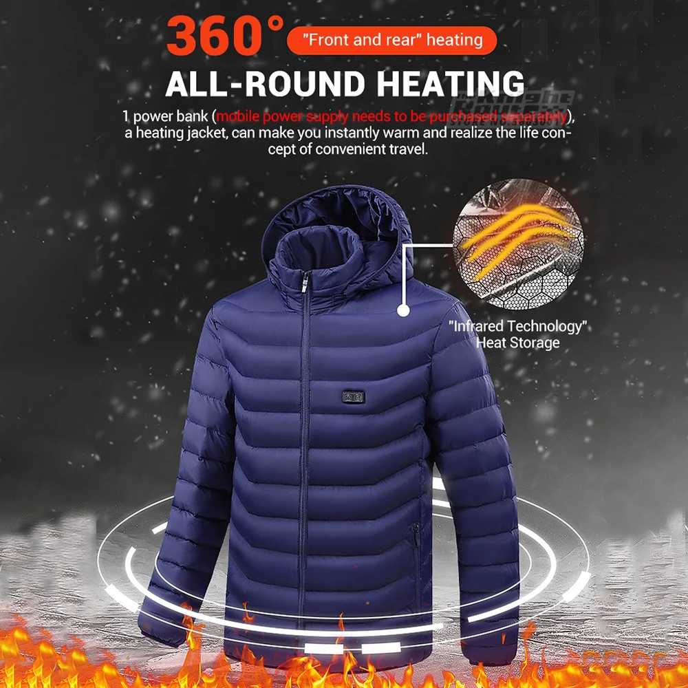 Heated Jacket-Men 21Area Four Switch Control USB Electric For Women Thermal Winter Coat