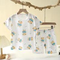 Popular in SummCottonSafe Baby Children Clothes  Set Cute Cartoon Short Sleeve Home Pajama Set Sleepwear Soft Breathable 2