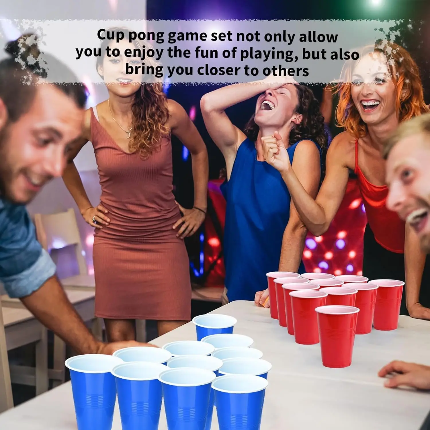 24 Pcs 16 Oz Plastic Party Cups 8PCS Ping Pong Balls Beer Pong Game Set for Graduation Party or Bar Game Company