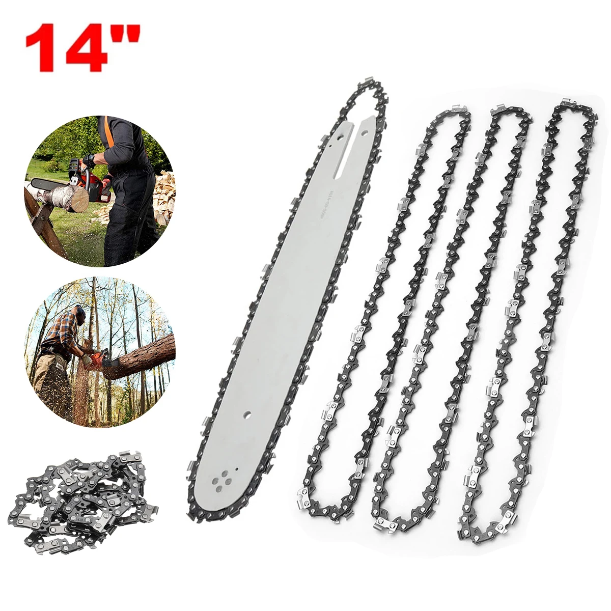 14inch 65Mn Saw Chain Chainsaw Guide Bar Kit 3/8LP Pitch 50DL Chains for Stihl MS170 MS180 MS181