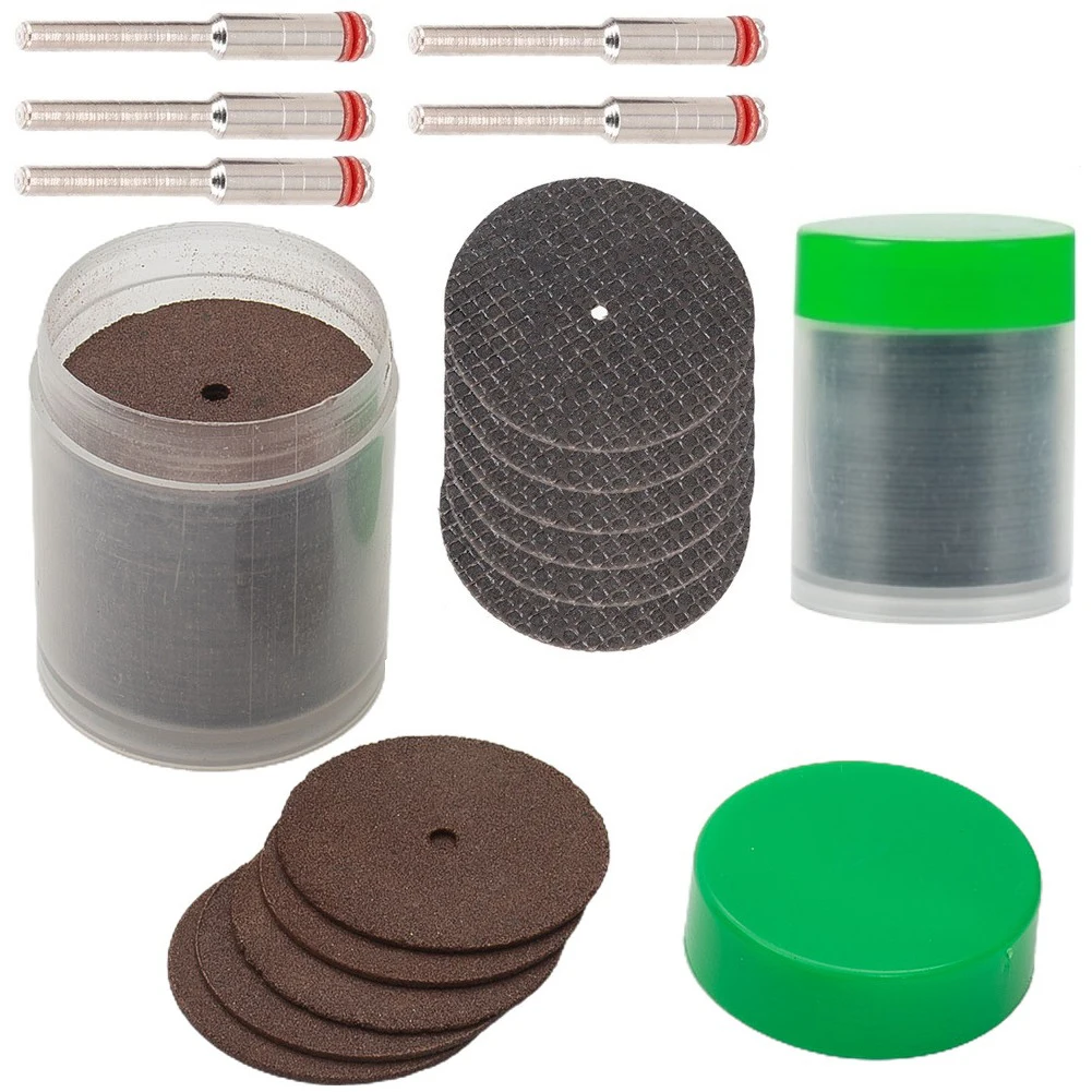 

24mm Abrasive Cutting Discs Wheels With Extension Rod For Rotary Tool Metal Wood 24*2*0.6 Mm Alloy Steel Power Tools Accessories