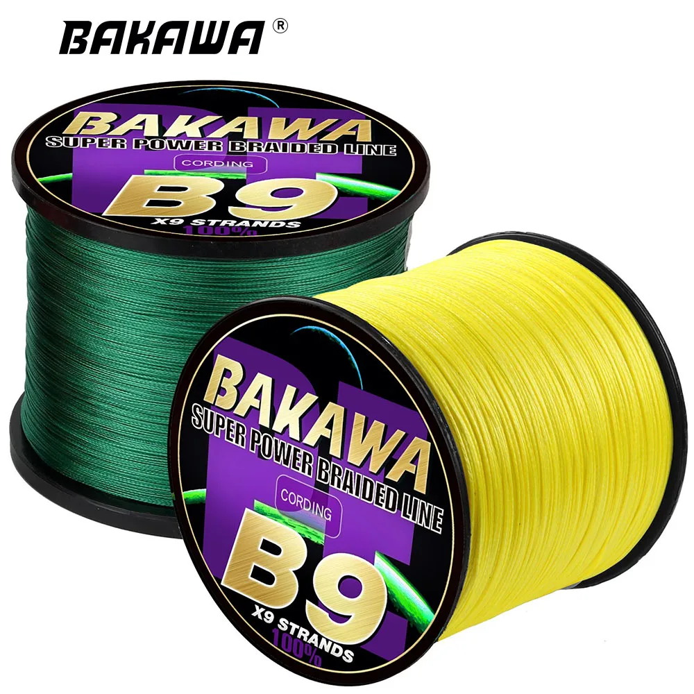 BAKAWA 9 Strands 300M 500M 1000M Multifilament PE Braided Fishing Line 22- 100LB Super Strong Smooth Durable Carp Seawater Pesca