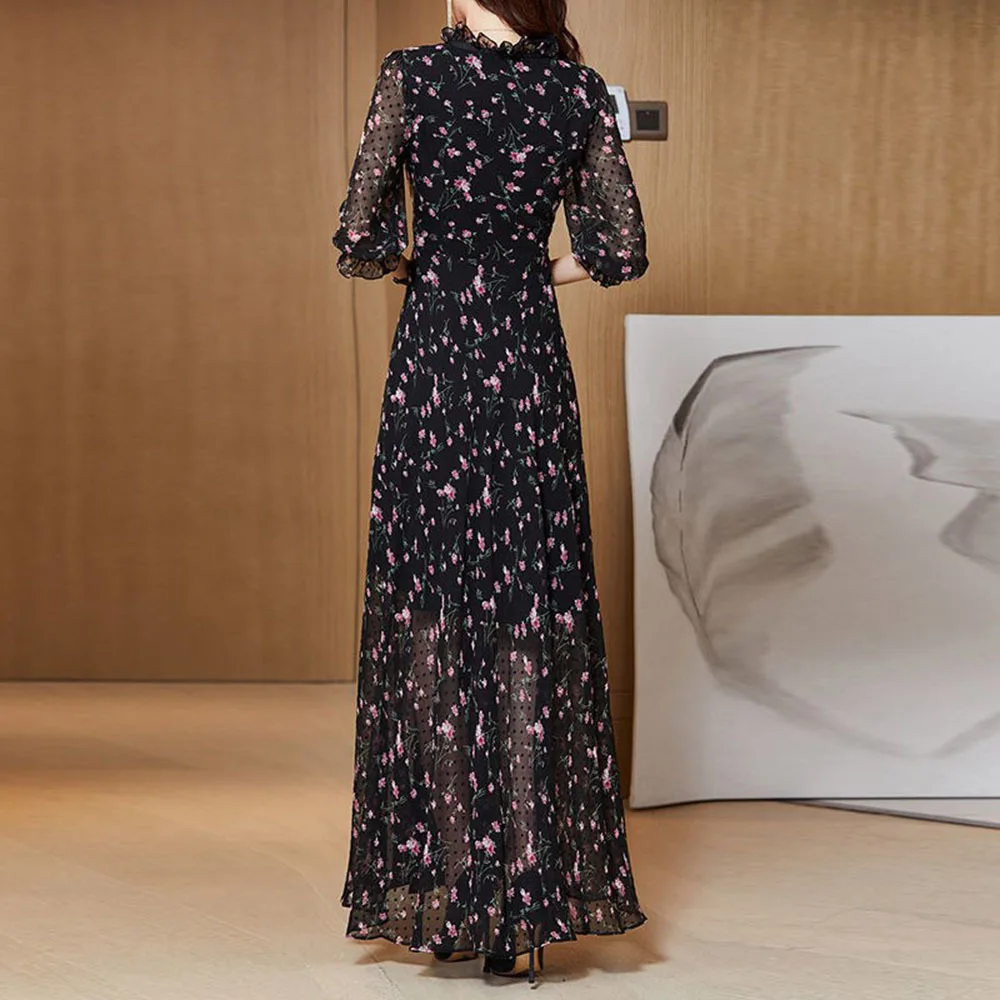 white christmas dresses Women's chiffon dress, black dress, summer dress, casual dress, loose –  lijingshop