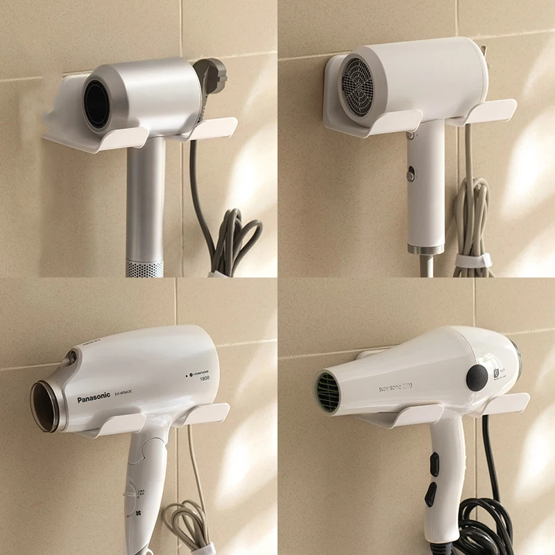 Plastic Puch Free Hair Dryer Holder Storage Holder Wall Mounted Rack Bathroom Shelf Organizer Shelve Hair Brush Storage Bracket 5