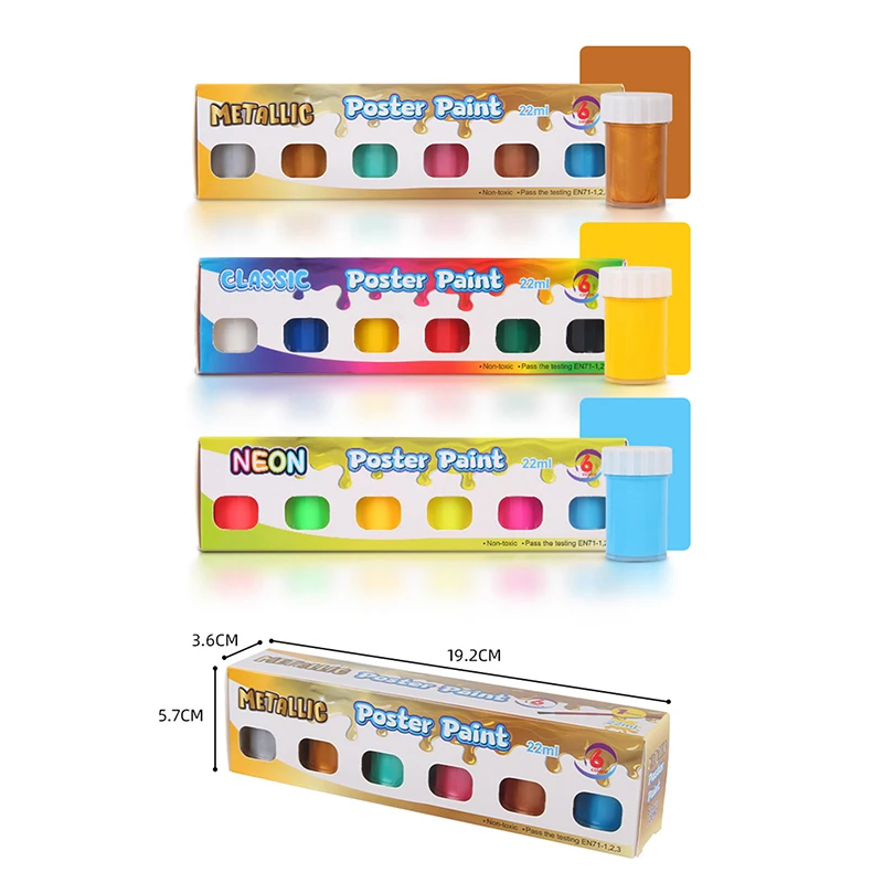 Children's Painting 6-color Paint Set 22ml Acrylic Watercolor Gouache Textile Glass Advertising Painting Graffiti Supplies 6pcs sponge brush roller painting graffiti tools fun rolling stamp roller seal toys diy drawing supplies for kids children