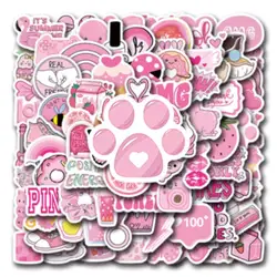 100PCS Pink Aesthetic Cartoon Waterproof Vinyl Stickers - Trendy INS Style Decals (100 PCS)