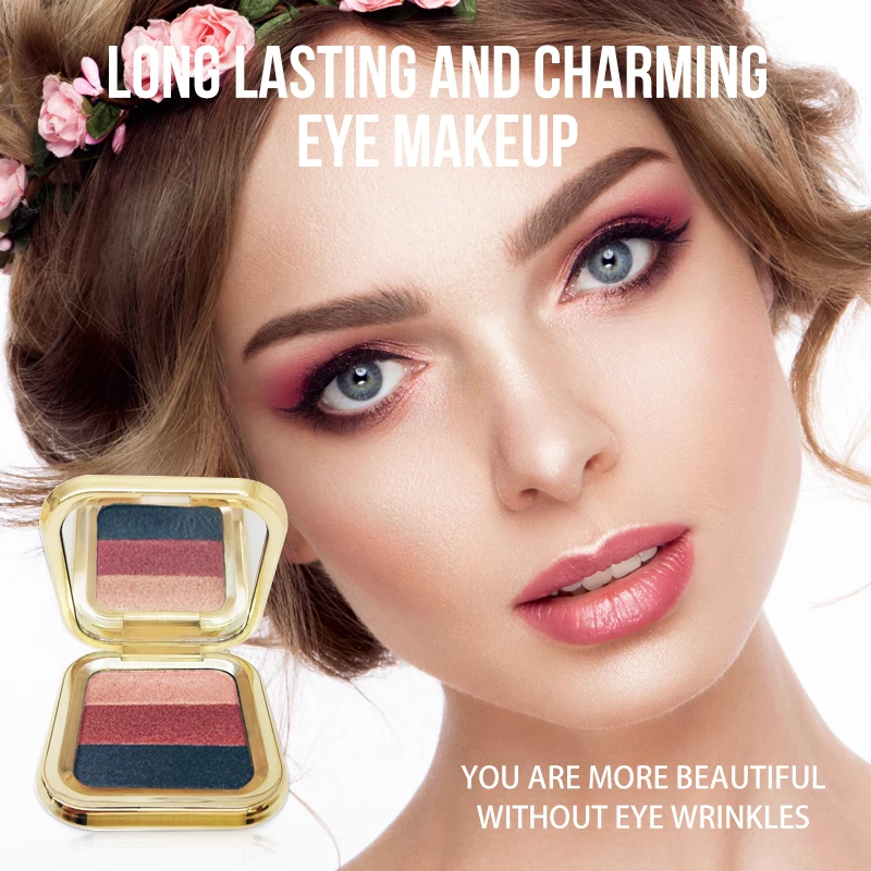 Mini 3-color eyeshadow palette-long-lasting, no-fly powders with matte super nice, mirror effect component, nice touch