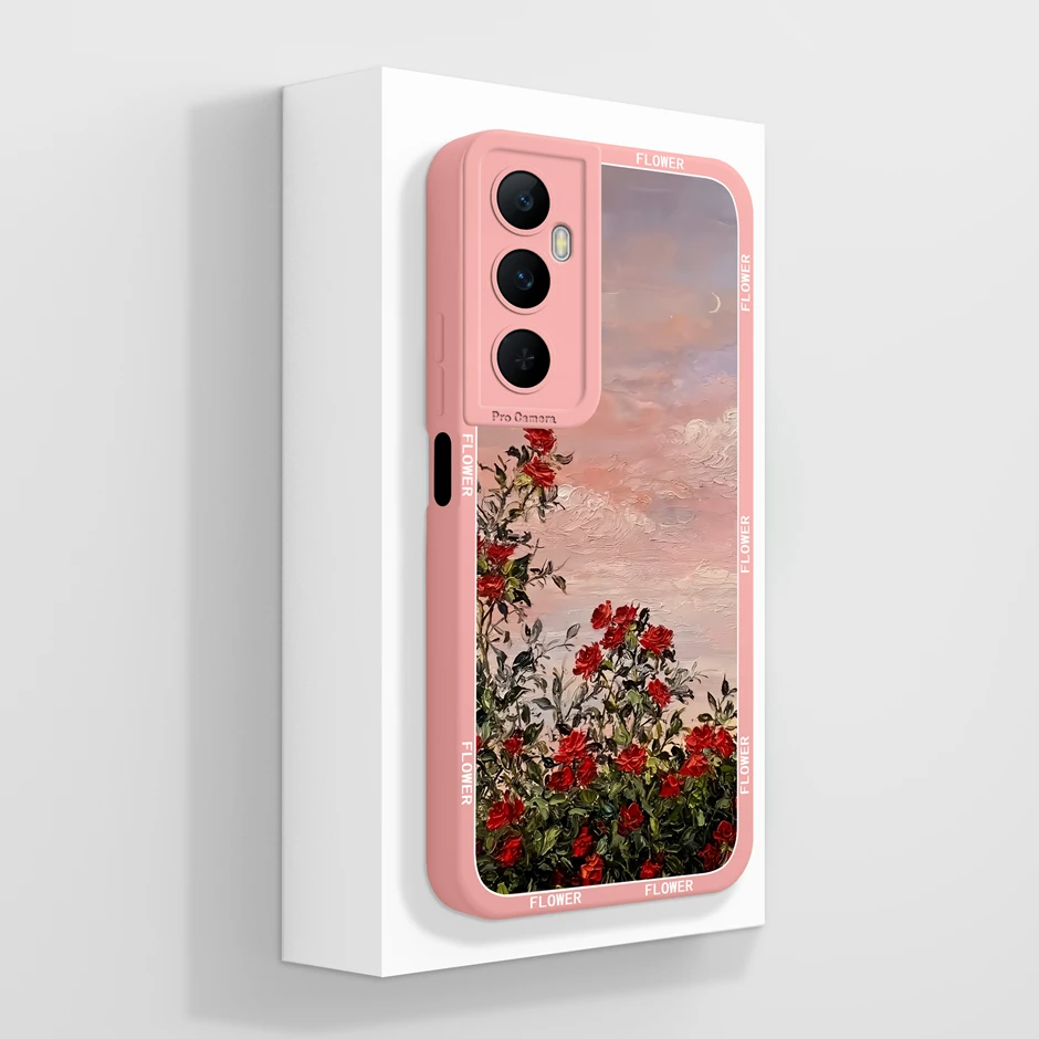 Elegant Oil Painting Flower Silicone Soft Protective Phone Case