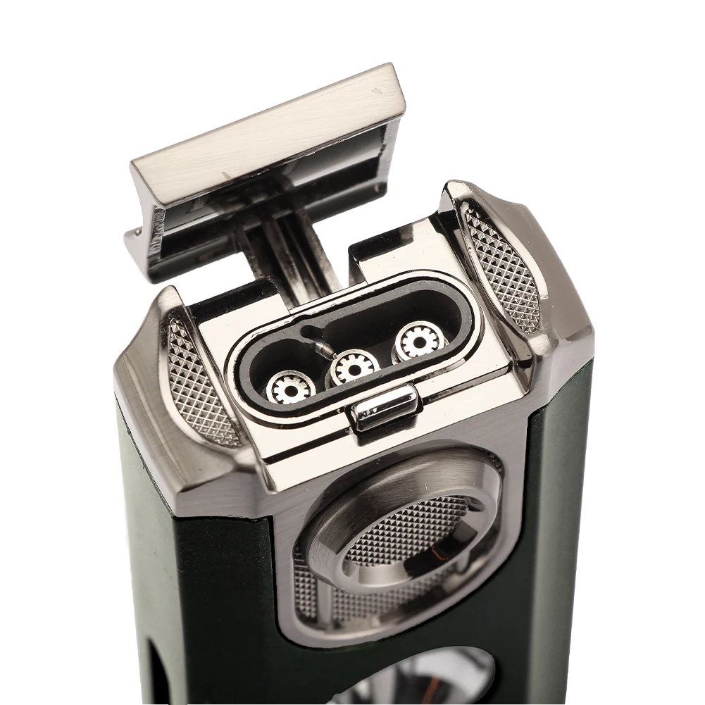 ガリナー-金属製シガーライター,Vカッター付き,防風,ブタンガストーチ