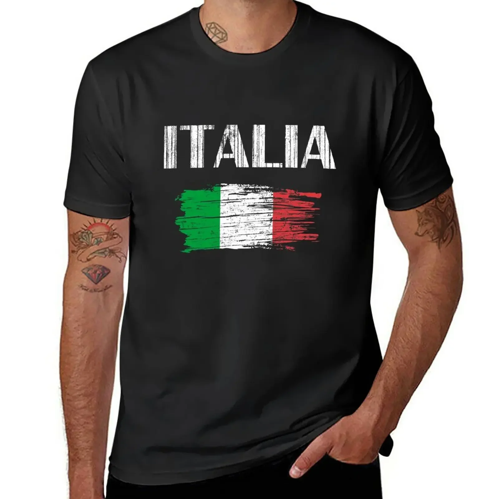 

Italia Italian Flag Vintage Graphic - Italy Lovers Tourists Souvenir Cool National Gift T-Shirt tops mens t shirt