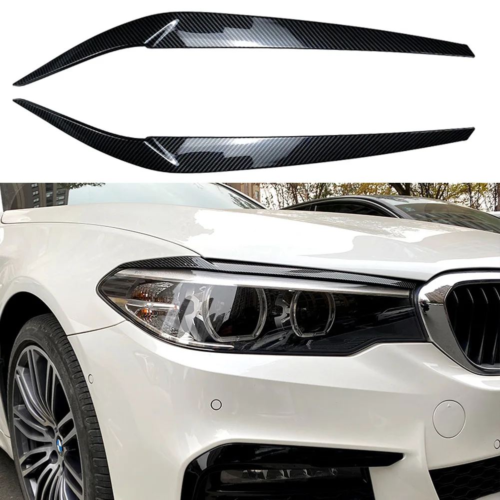 

2pcs Headlights Eyebrow Eyelids Trim Cover For BMW 5 Series G30/525i 2017-2021 Car Styling Exterior Car Stickers Accessories