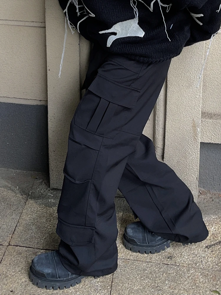 High Street Multi Pocket Workwear Pants Men's and Women's Loose Straight Tube Casual Pants Western Trousers Trendy Pants