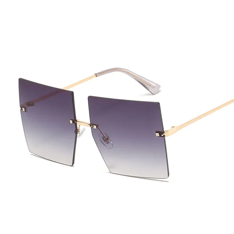 Vintage Quadratische Sonnenbrille Frauen Luxus Übergroßen Randlose Sonnenbrille Shades Weibliche Mode Marke Designer Klar Oculos De Sol