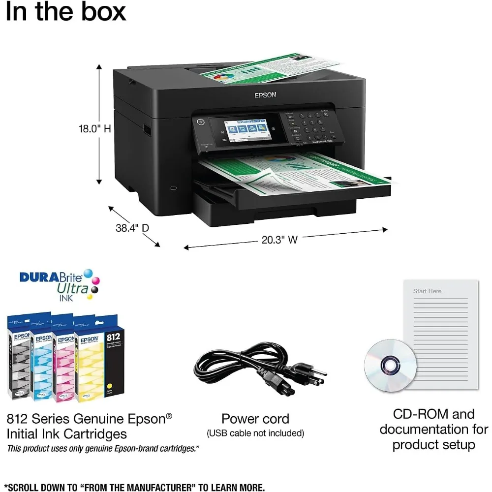 Workforce Pro WF-7820 Wireless All-in-One Wide-Format Printer with Auto 2-Sided Print 13" x 19", Copy, Scan & Fax 5