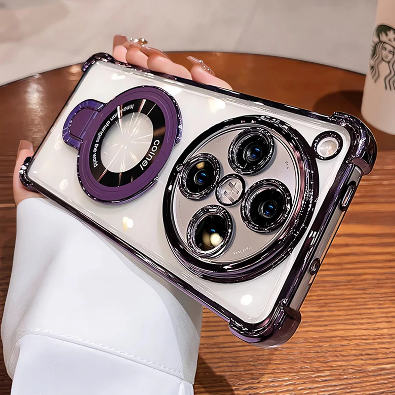 Luxury Plating Shockproof Case with Magnetic Holder and Camera Protection
