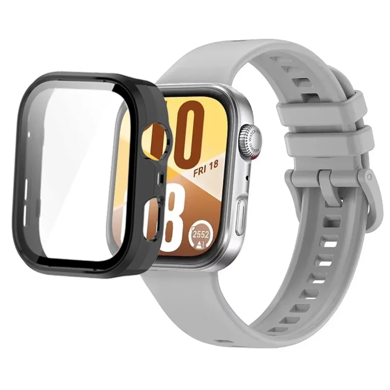 Breathable Silicone Strap with Protective Tempered Glass Screen and HD PC Case