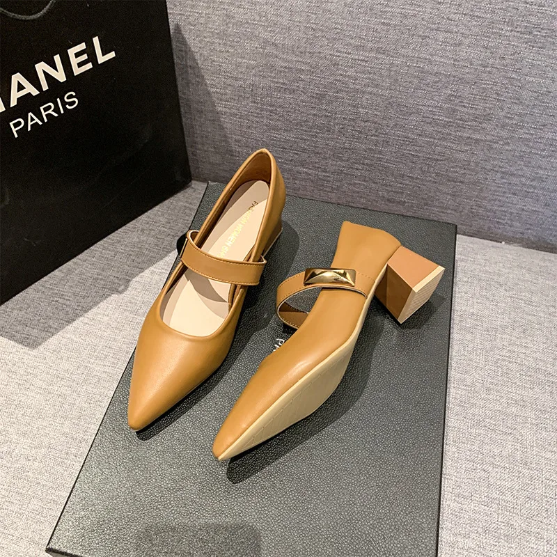 Women High Heels Mary Jane Single Shoes Pointed Toe Dress Party Slingback Sandals Fashion Summer New Pumps Walking Zapatos Mujer 5