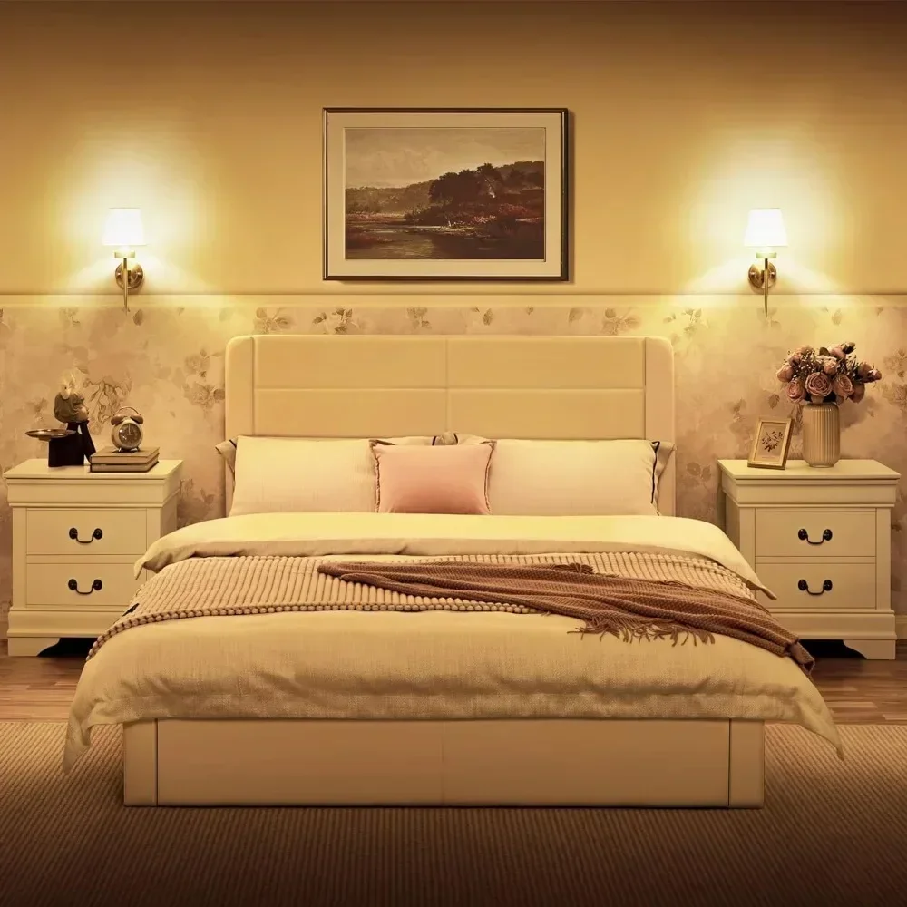 Fully-Assembled Nightstands Set of 2, 2-Drawer Nightstands Large Classic Bedside Tables with Storage, Wooden Painted 2