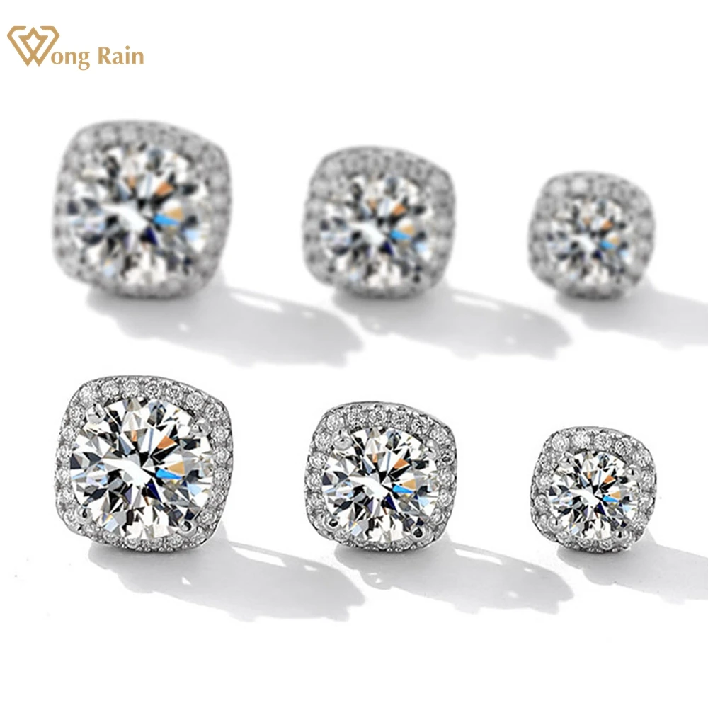 

Wong Rain 100% 925 Sterling Silver VVS1 3EX D Color Round Cut 5-8MM Real Moissanite Diamonds Women Earrings Ear Studs Jewelry