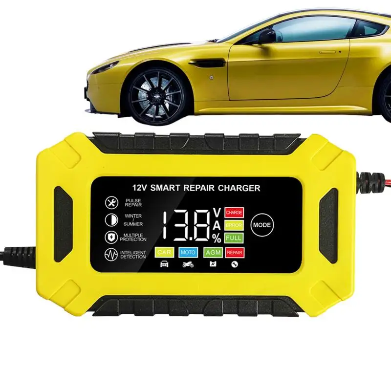 

Car Battery Charger Full Auto Motorcycle 12V 6A Pulse Repair LCD Display Smart Fast Charge AGM Deep Cycle GEL Lead-Acid Charger