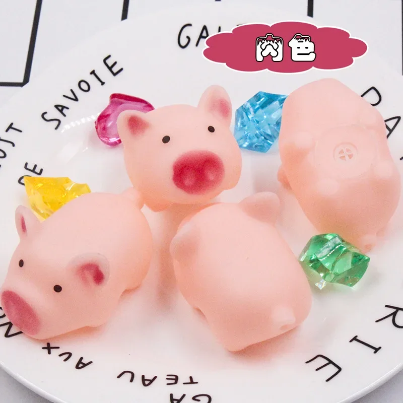 Baby Children Kawaii Mini Rubber Skin Cartoon Pig Baby Bath Toys Pink Rubber Screaming Sound Piggie Party Favors for Kids