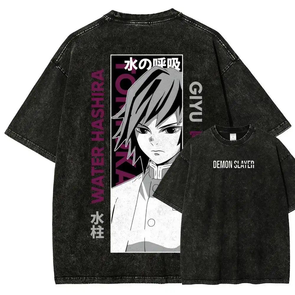 Vintage Wash Aesthetic Anime Graphic Tee, Otaku Gift Apparel