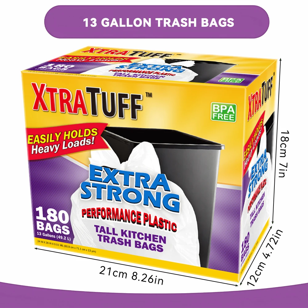 Trash Bags Disposable Trash Bags Garbage Bags Xtratuff Basics Trash Bags 13 Gallon Flap Ties Medium Garbage Bags White Trash Bag 180 Count