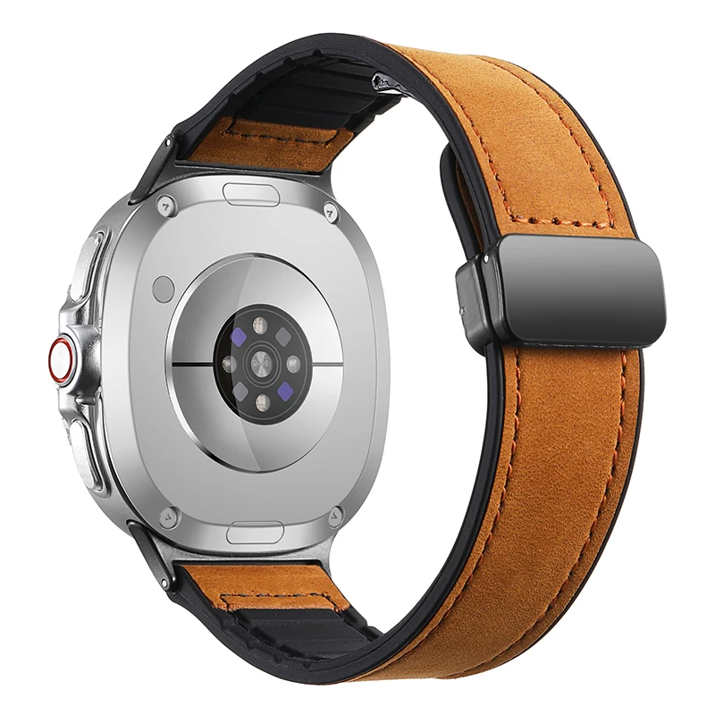 Premium Magnetic Leather Silicone Strap - Men's Sports Bracelet