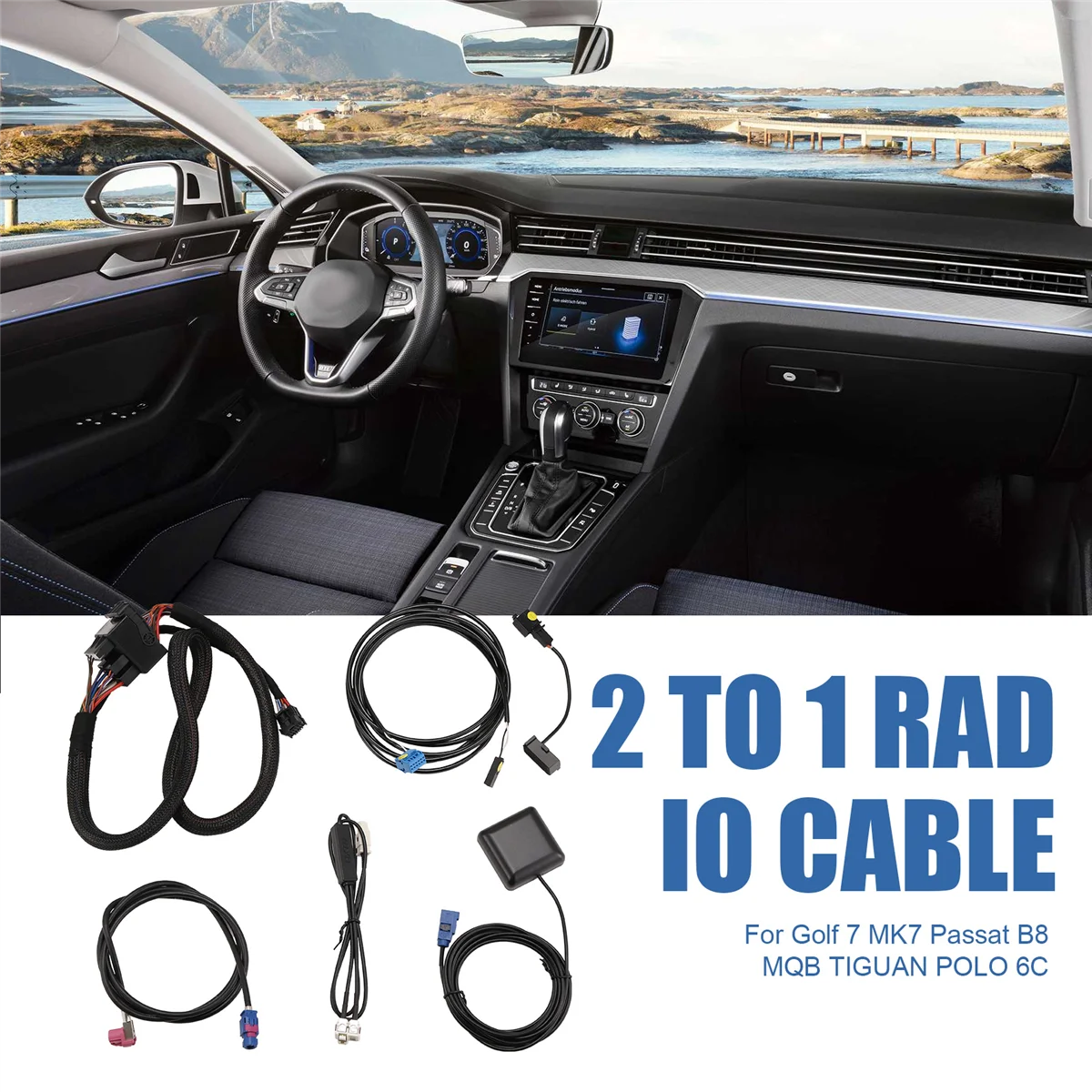 For VW Golf 7 MK7 Passat B8 MQB TIGUAN POLO 6C MIB Radio Adapter Cable Wire Harness Testing Platform with 2 to 1 Cable