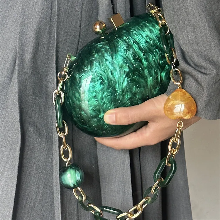 

Акриловая сумка-клатч для женщин, вечерняя дамская сумочка через плечо, Свадебный наплечный ракушка, зеленая женская сумка для банкета
