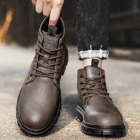 Winter Men Boots Outdoor Leather Ankle Boots Lightweight High Top Casual Boots Designer Male Work Boots Classic Handmade Boots - Image 6