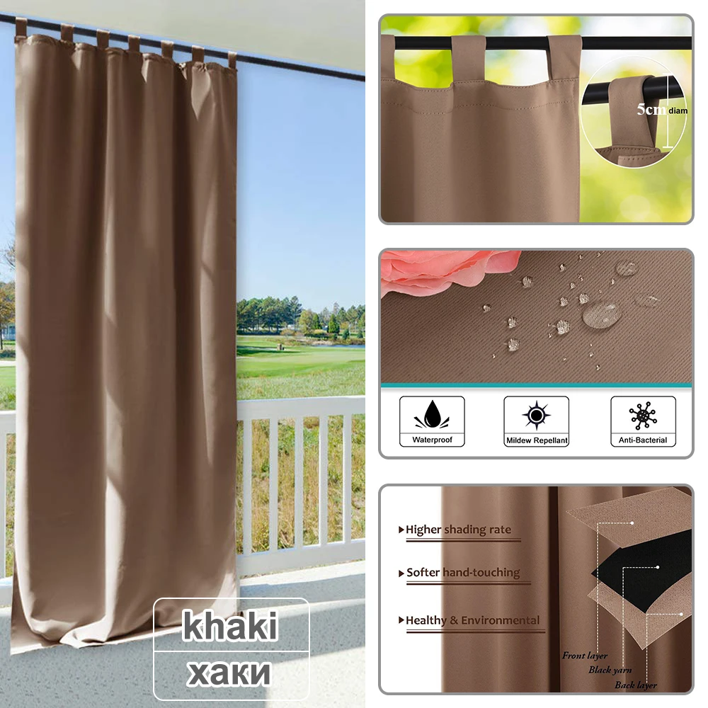 RYB HOME - Cortinas para exterior, resistentes al viento y agua, cortinas  pesadas para bloquear el sol y calor, 100% privacidad, para patio, pérgola