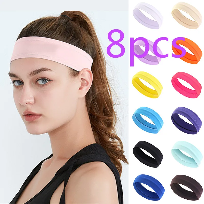 

Unisex Couple Headband Solid Color Sports Hairband Yoga Elastic Hair Bands Fitness Turban Sweatband Absorbing Sweat Headwrap