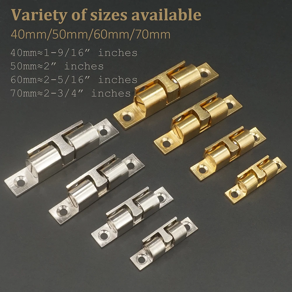 Cabinet Door Latch Catch Solid Brass Adjustable Spring Ball Furniture Door Closer 40mm/50mm/60mm/70mm