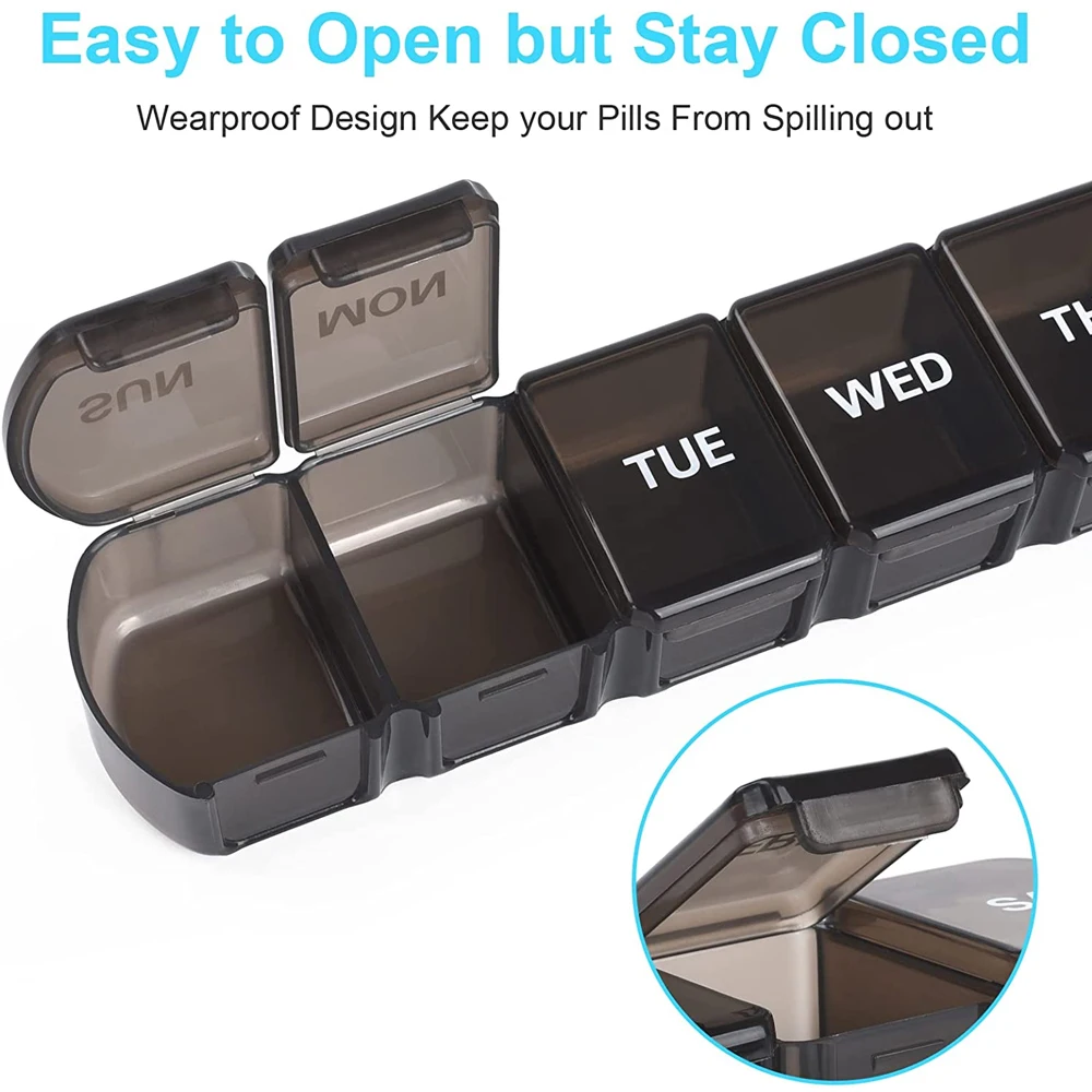 Compact Weekly Pill Organizer for Daily Vitamins and Supplements