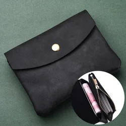 Vintage - Inspired Double Layer Coin Purse - Soft PU Leather Wallet with Multi - Pocket Zipper Bag (Black  Double)