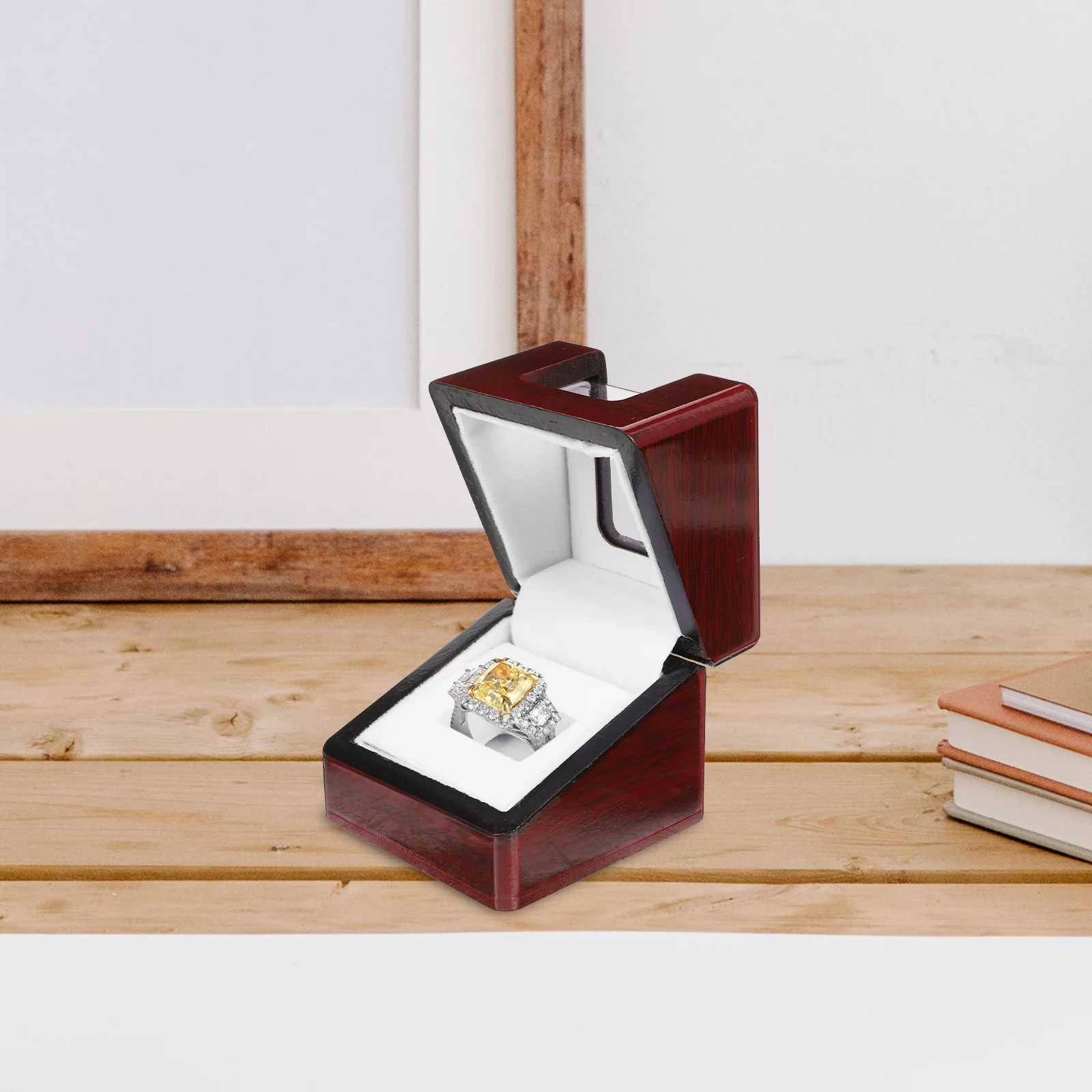 Transparent LShape Ring Case Jewelry Box For Portable Storage Boxes Decorative Household Bracelets Earrings Creative Wood Bins 2