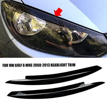 블랙 헤드라이트 눈썹 눈꺼풀 커버 장식 트림, VW 골프 6 MK6 GTI GTR 2008-2013 에 적합, 자동차 액세서리