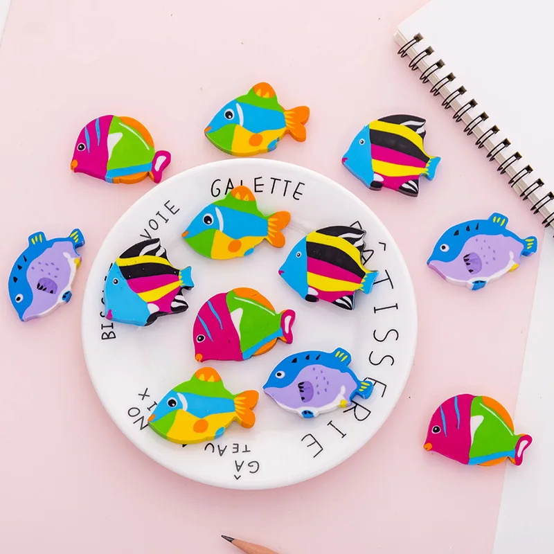 Food Eraser Creative Cartoon Small Fish Eraser Children's Gift Set of 4 Sets of Student Supplies To Erase Handwriting