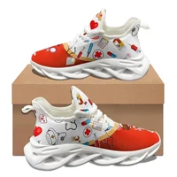 Kawaii Cartoon Nurse Hospital Pattern Autumn Winter Sport Shoes Outdoor Travel Breathable Woman Soft Sneakers Print On Demand 1