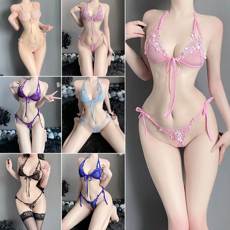 Erotic Lingerie Sexy Three-point Style Bust-Enhancing Sleepwear Set women lingerie