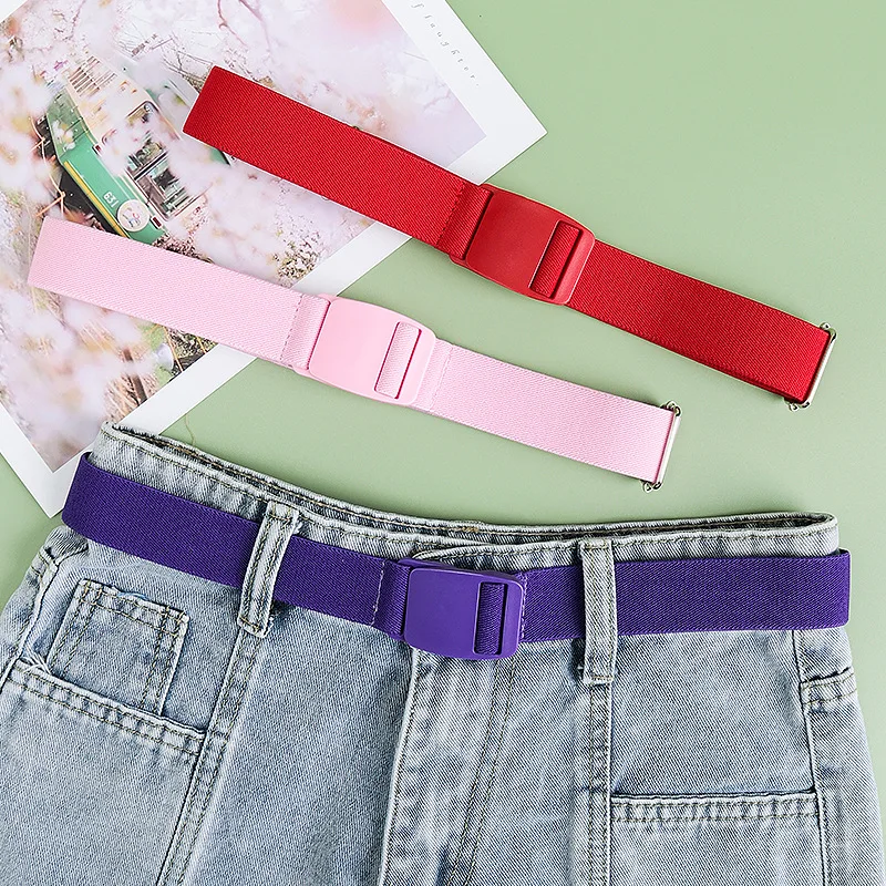 

Lazy waist belt, solid color buckle, adjustable length, men's and women's elastic woven belt, elastic waistband