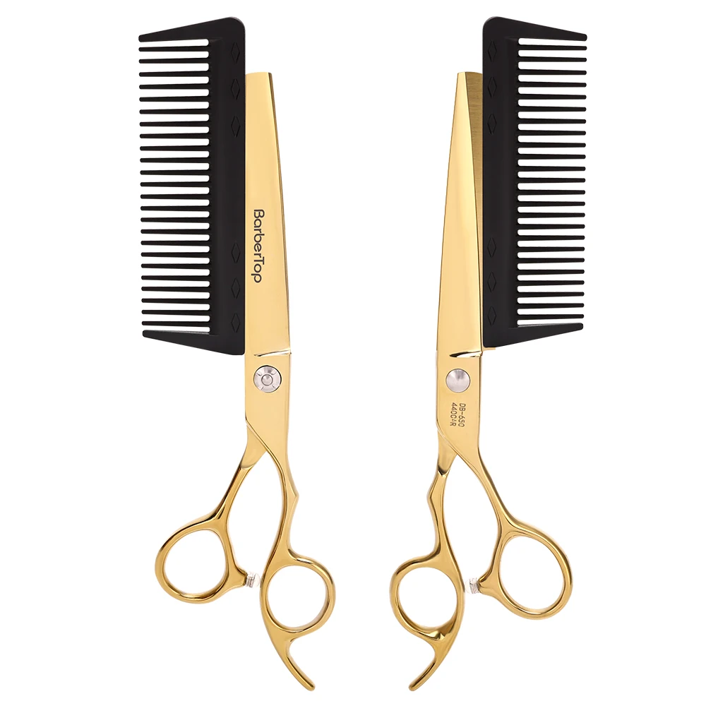 Description Picture 6 of itemBarbershop Haircut Flat Scissors Set 6.0 Inch Stainless Steel Hair Scissors With Comb Professional Hairdresser Hair Cutting Tool