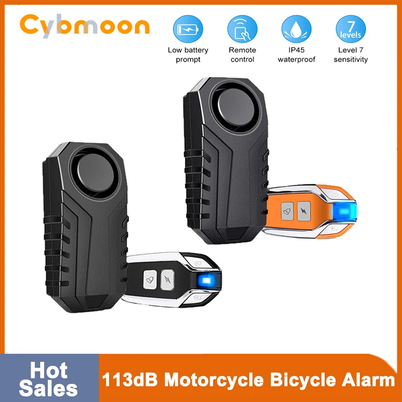 

Cybmoon Waterproof Motorcycle Bicycle Anti-Theft Alarm Safe Wireless Remote Control Vibration Sensor 113dB Loud Security Alarm