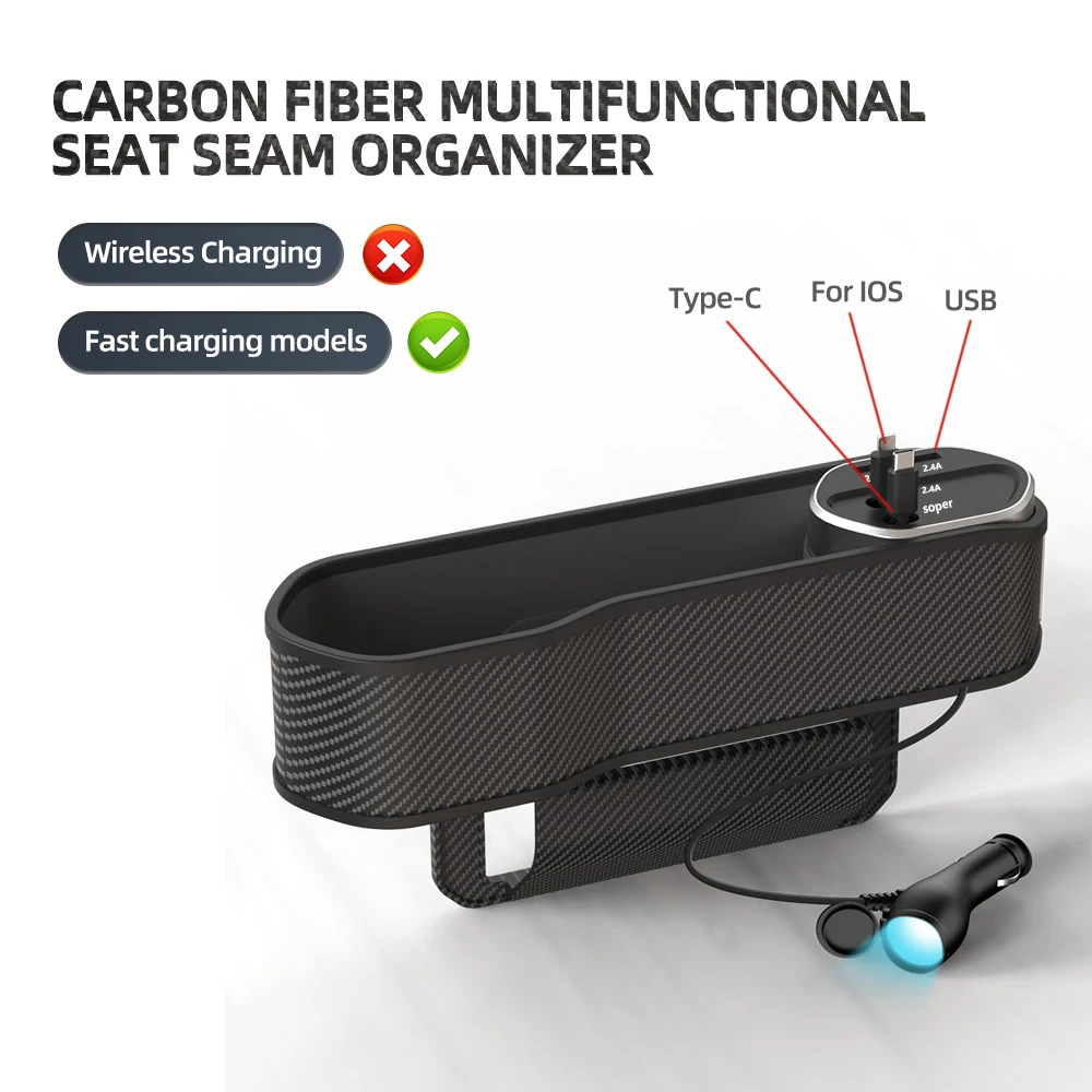 Car Storage, Wireless Charging All in 1 Car Seat Gap Storage Box Super Fast Charge  Car Organizer Seat Crevice Filler Box Car Organisers (Color : Wireless  charge) : : Baby Products