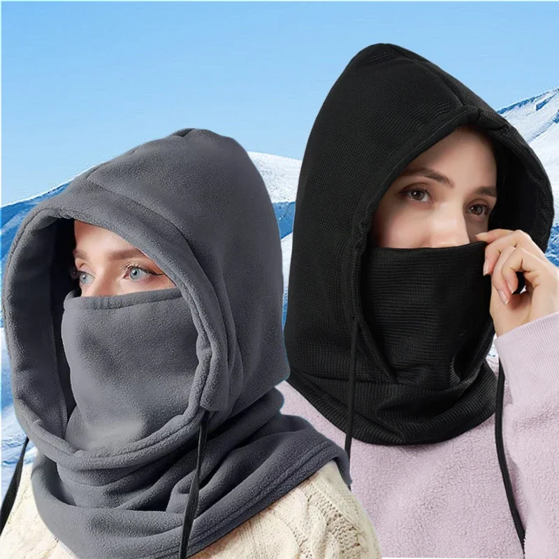 Unisex Winter Balaclava Knit Hood Windproof Mask Drawstring Motorcycle Riding Headgear Warm Knitted Cap Cold Weather balaclava hat