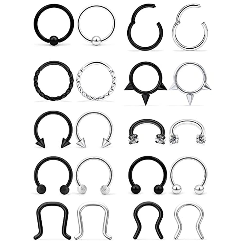 Septum Jewelry Stainless Steel Hinged Seamless Nose Hoop Ring Cartilage Daith Tragus Clicker Retainer Body Piercing Jewelry piercing jewelry nose rings body piercing jewelry body jewelry